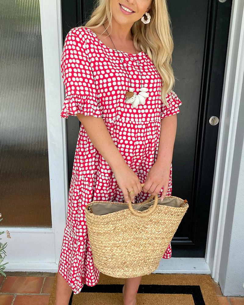 Isabella | Dot Print Midi Dress - Premium Dresses from Get Dore - Shop now at Get Dore