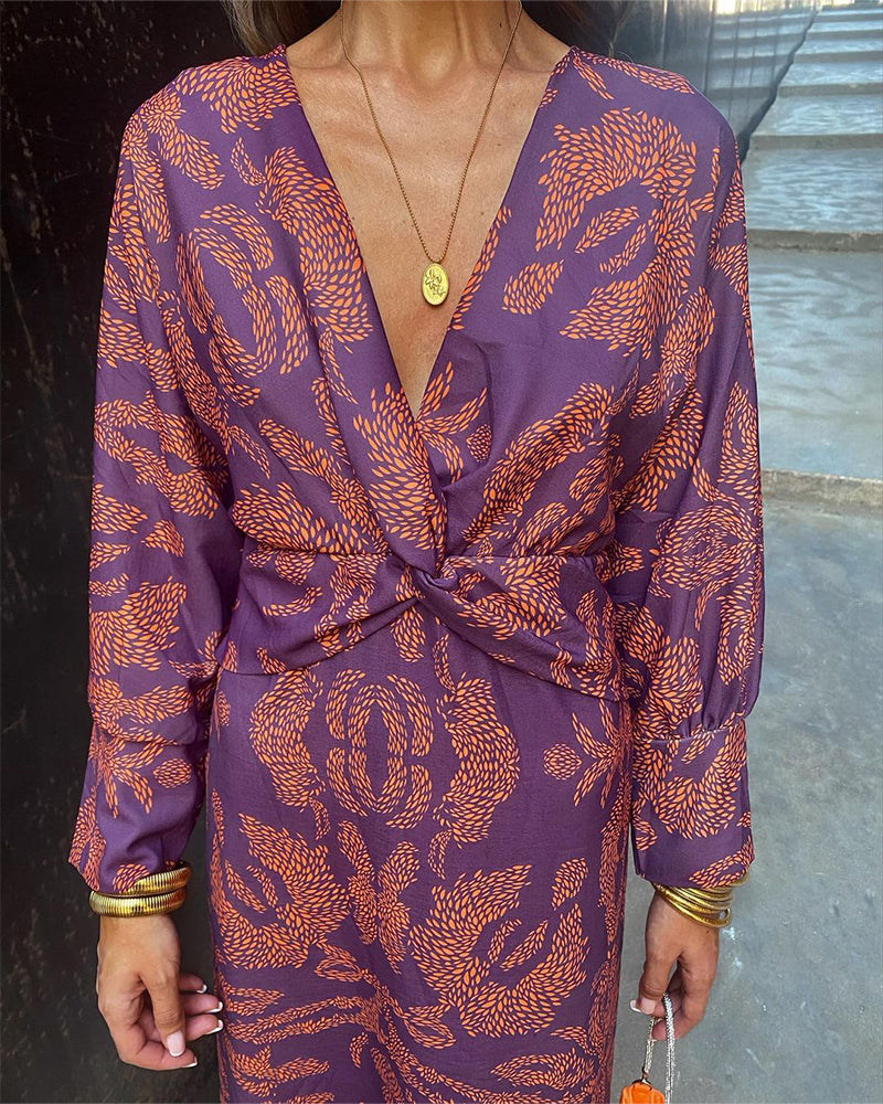Maxime |  V-Neck Long-Sleeved Elegant Dress - Premium Dresses from Get Dore -   Shop now at Get Dore