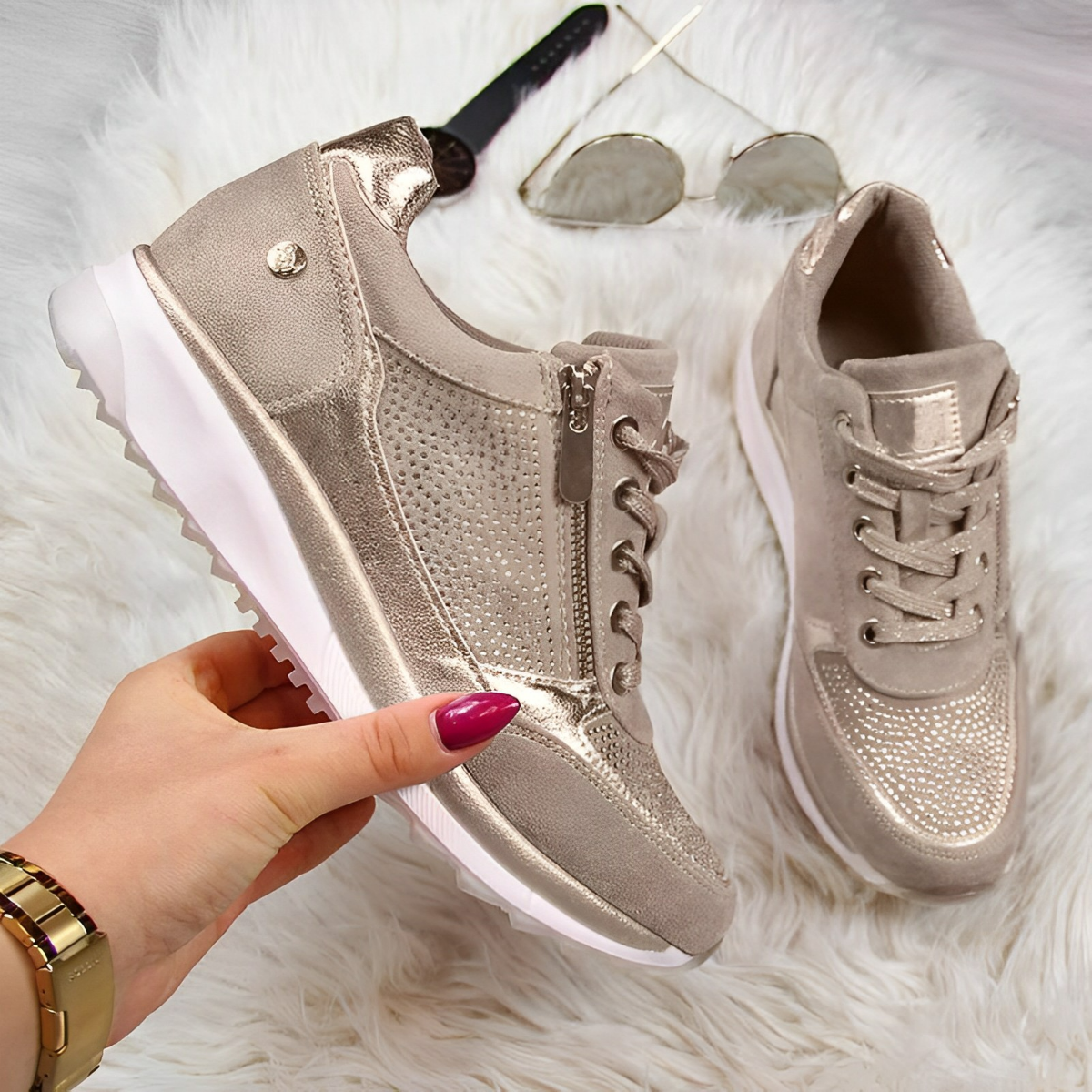 Elegant Zipper Sneakers - Premium Sneakers from Get Dore - Shop now at Get Dore