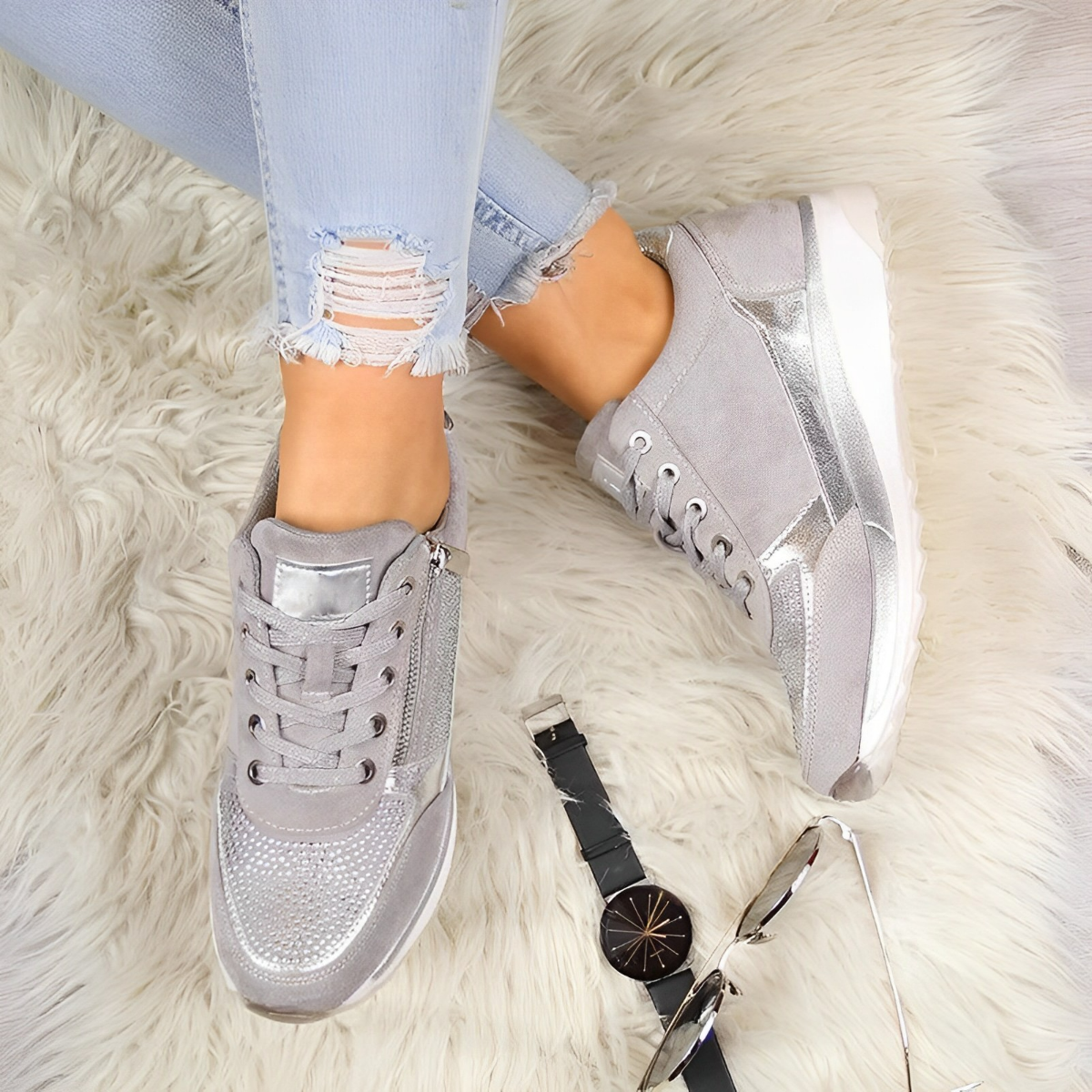 Elegant Zipper Sneakers - Premium Sneakers from Get Dore - Shop now at Get Dore