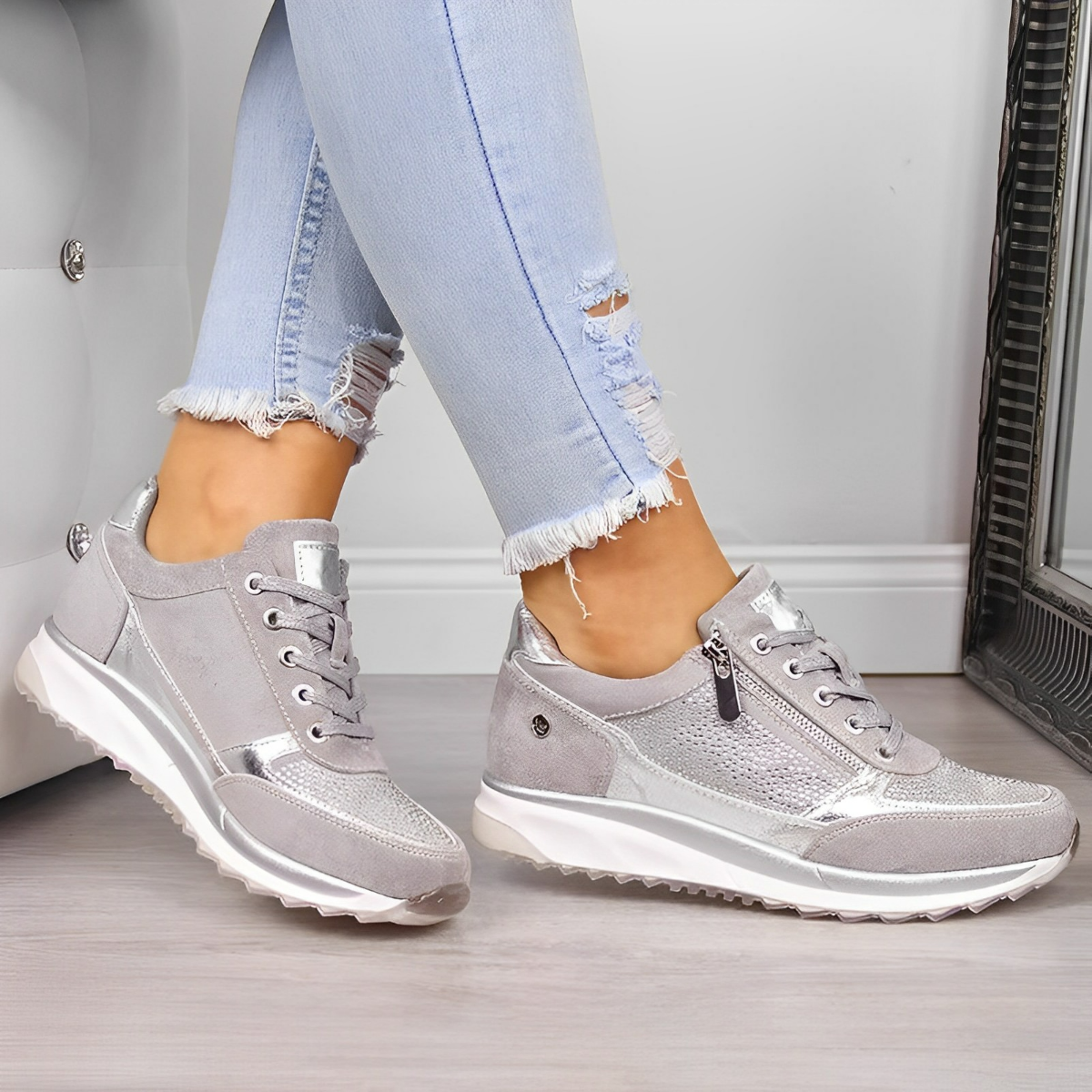 Elegant Zipper Sneakers - Premium Sneakers from Get Dore - Shop now at Get Dore
