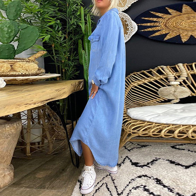 Lilla | Comfortable Denim Shirt Dress - Premium  from Get Dore -   Shop now at Get Dore