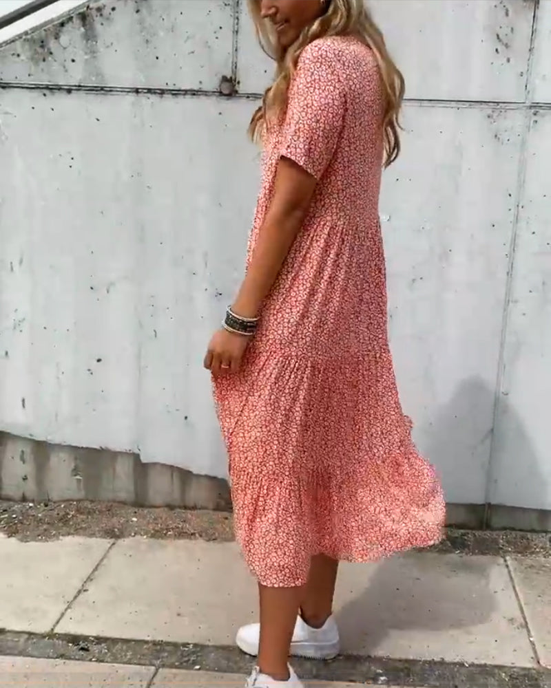 Rose | Short-Sleeved Floral Dress - Premium Dress from Get Dore - Shop now at Get Dore