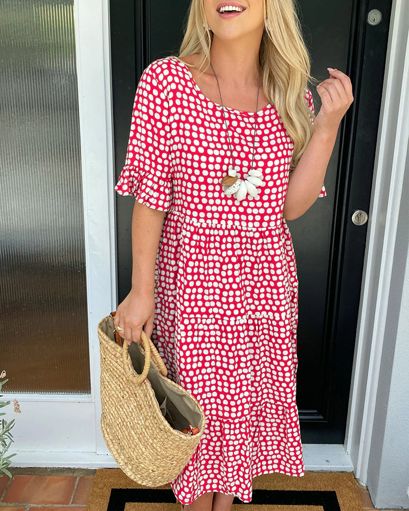 Isabella | Dot Print Midi Dress - Premium Dresses from Get Dore - Shop now at Get Dore