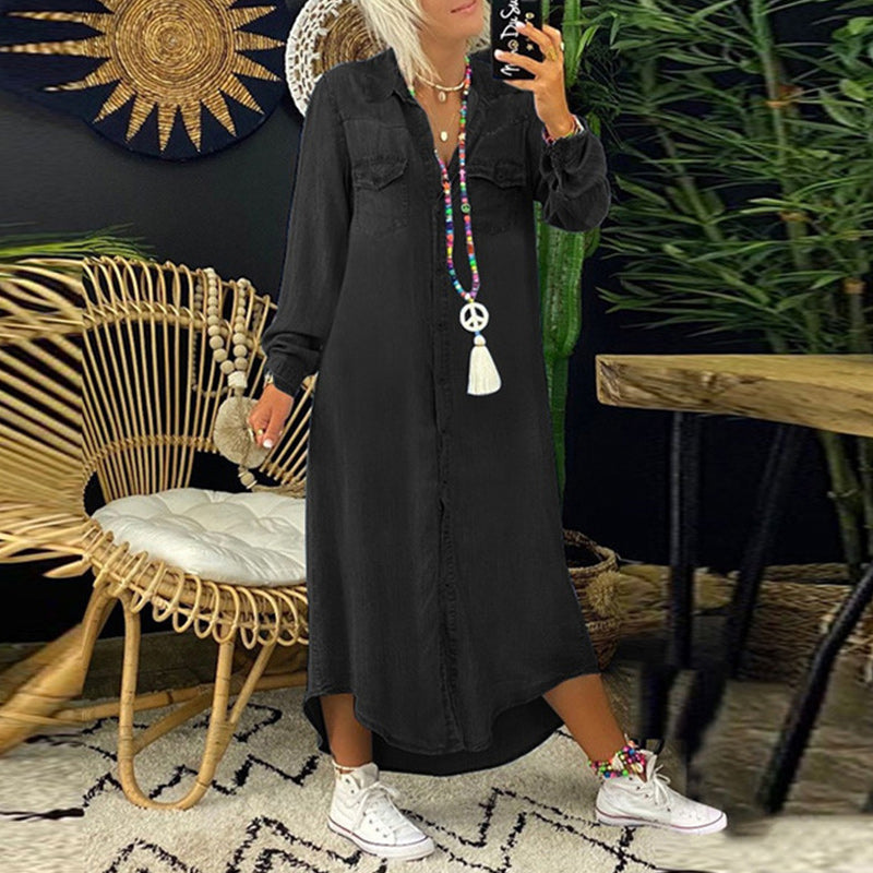 Lilla | Comfortable Denim Shirt Dress - Premium  from Get Dore -   Shop now at Get Dore