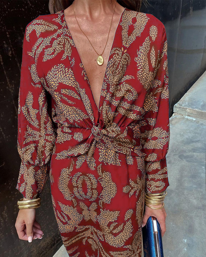 Maxime |  V-Neck Long-Sleeved Elegant Dress - Premium Dresses from Get Dore -   Shop now at Get Dore