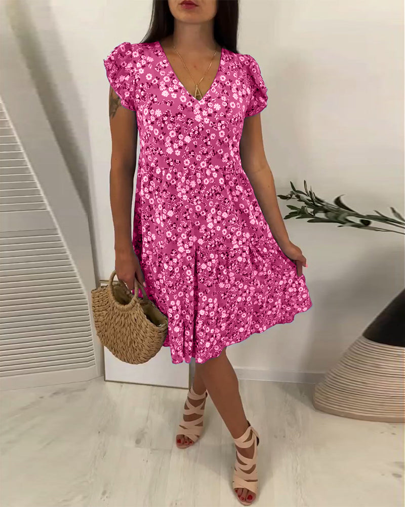 Eve | V-Neck Sleeveless Floral Midi Dress - Premium Dresses from Get Dore - Shop now at Get Dore