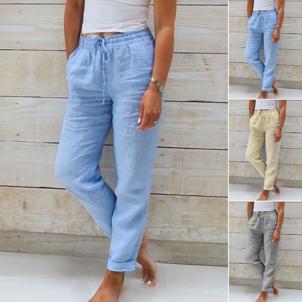 Elsa | Elasticated Waist Cotton and Linen Trousers - Premium Cargo Pants from Getdore - Shop now at Get Dore