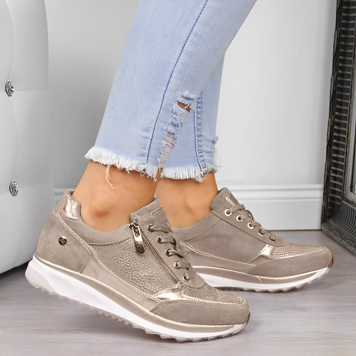 Elegant Zipper Sneakers - Premium Sneakers from Get Dore - Shop now at Get Dore