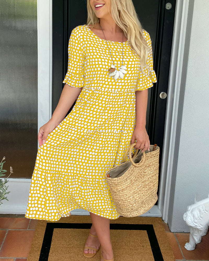 Isabella | Dot Print Midi Dress - Premium Dresses from Get Dore - Shop now at Get Dore