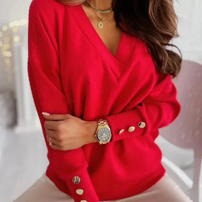Grete | Stylish V-Neck Sweater - Premium Sweater from Get Dore - Shop now at Get Dore