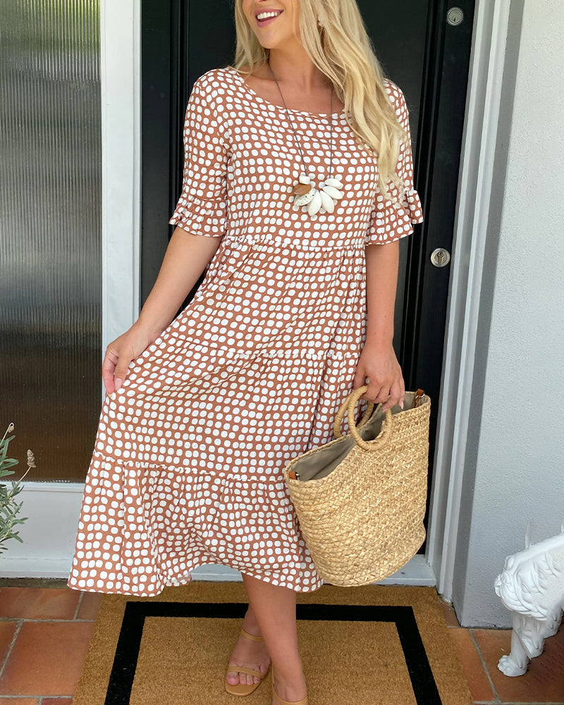 Isabella | Dot Print Midi Dress - Premium Dresses from Get Dore - Shop now at Get Dore
