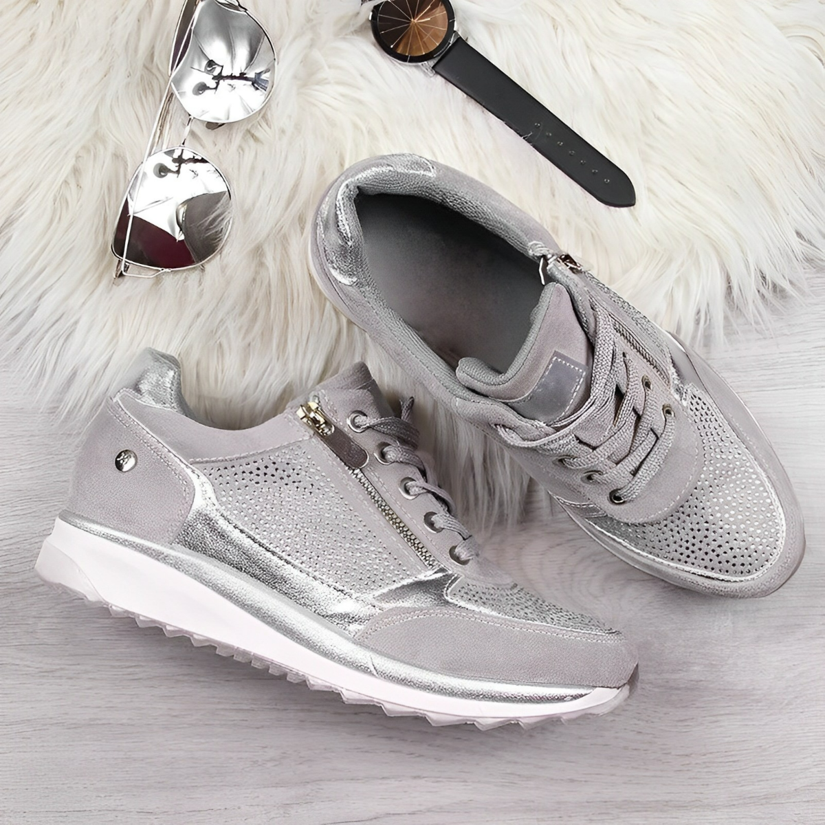 Elegant Zipper Sneakers - Premium Sneakers from Get Dore - Shop now at Get Dore