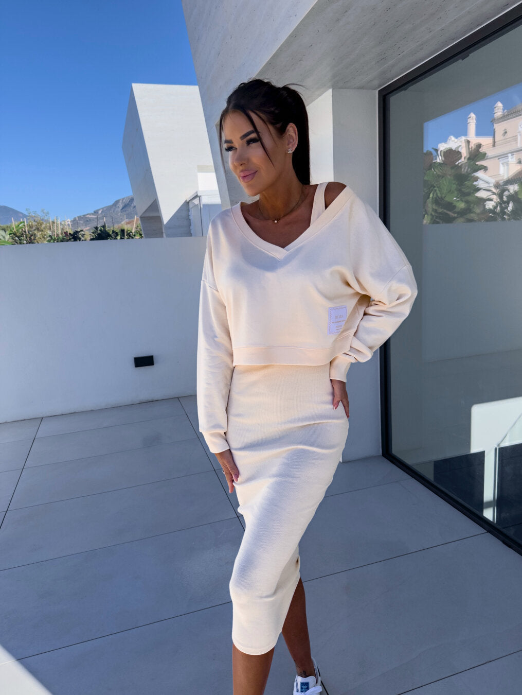 Andrea™ | Casual Sweatshirt and Dress Set - Premium Dress from Dore London - Shop now at Dore London