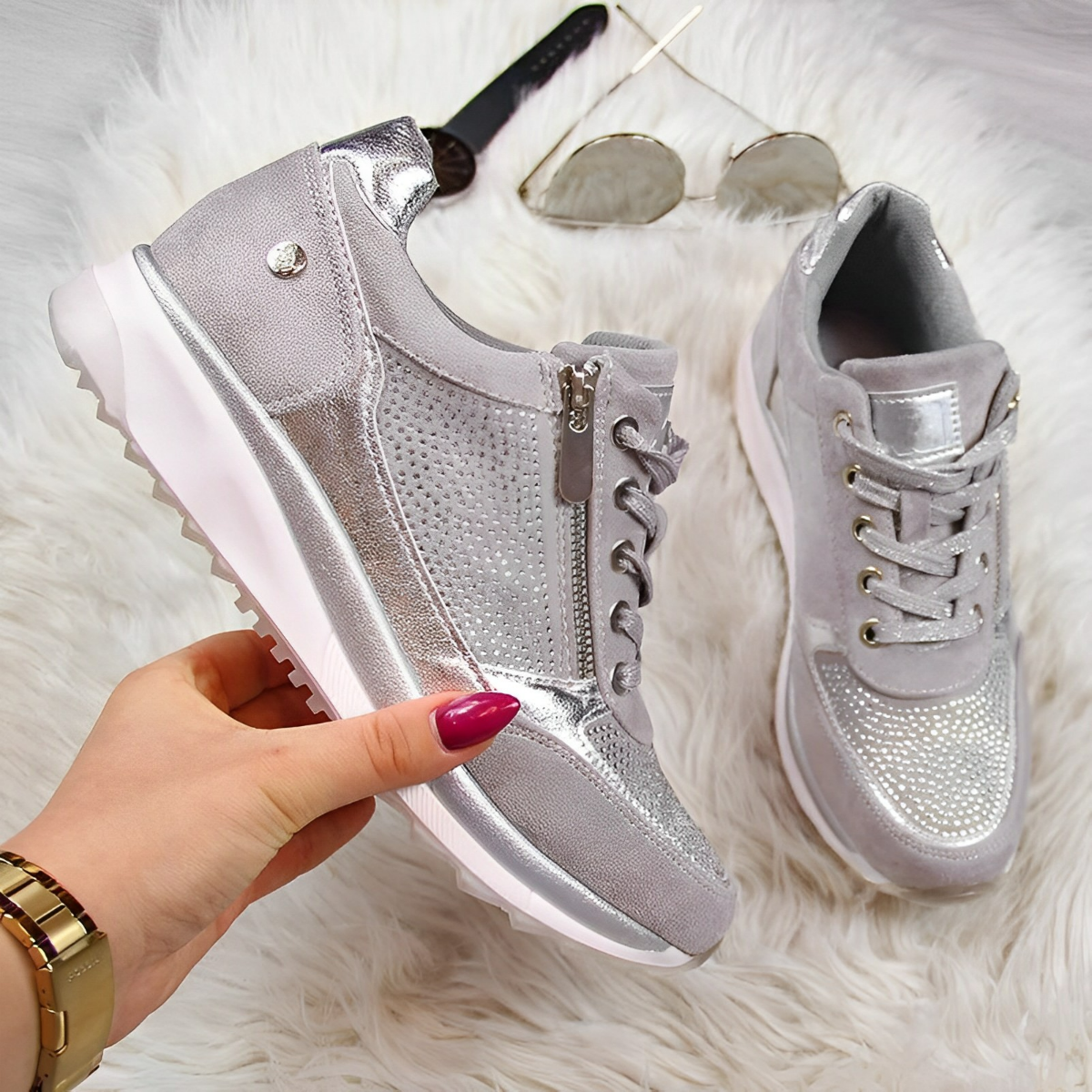 Elegant Zipper Sneakers - Premium Sneakers from Get Dore - Shop now at Get Dore