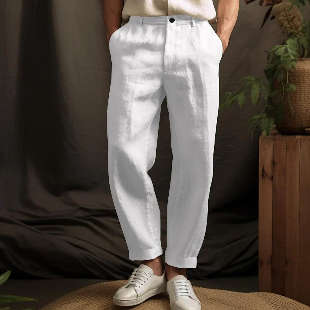 Oliver | Relaxed Cotton-Linen Men's Trousers - Premium Men Pants from Get Dore - Shop now at Get Dore