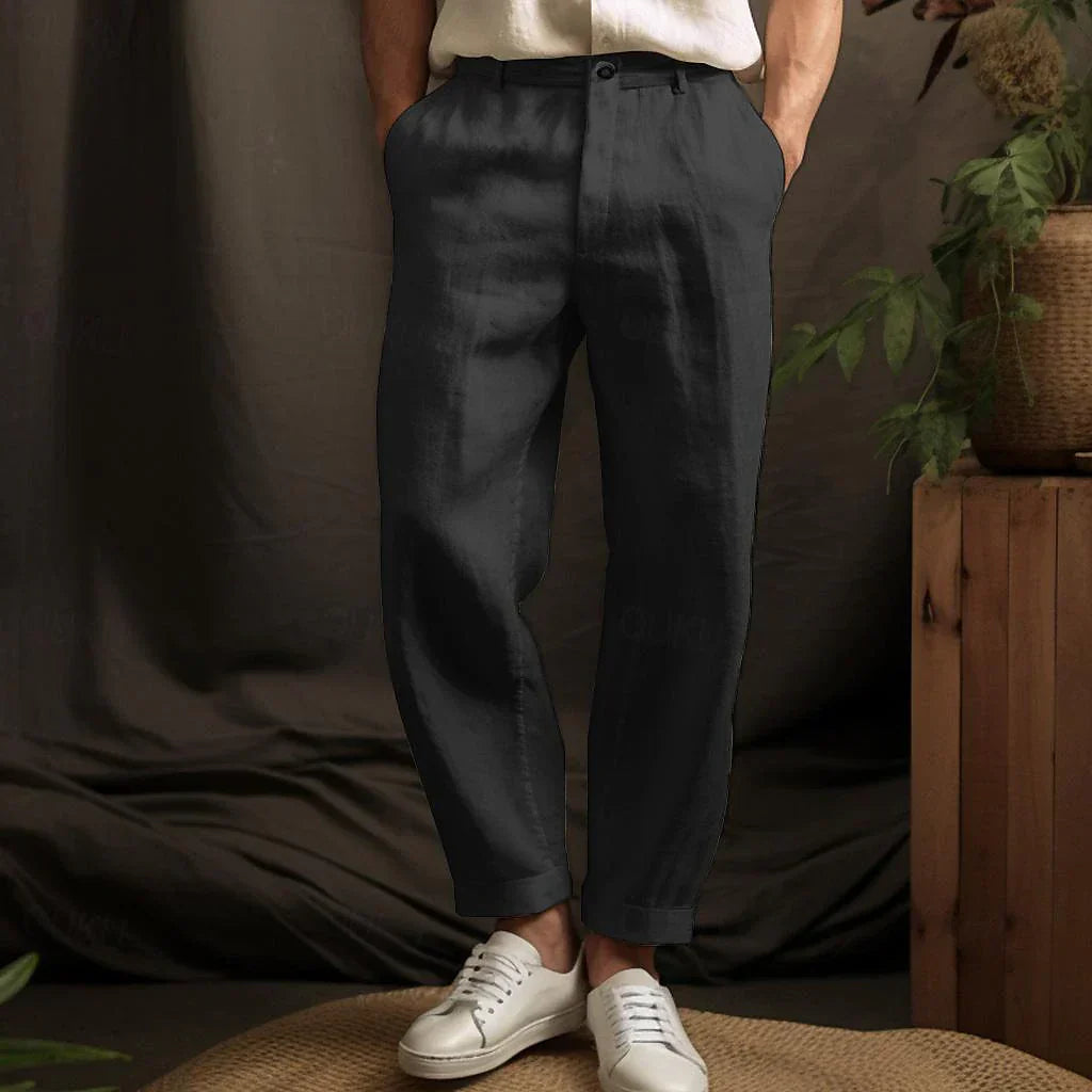 Oliver | Relaxed Cotton-Linen Men's Trousers - Premium Men Pants from Get Dore - Shop now at Get Dore