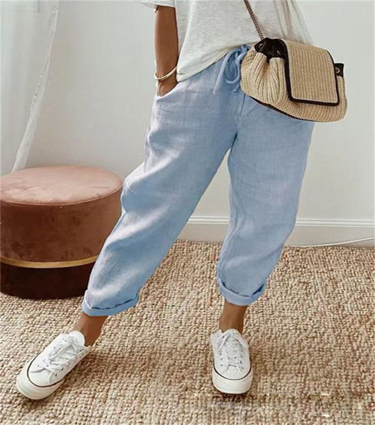 Ella | Cotton-Linen Trousers - Premium Damen - Hose from Dore London - Shop now at Get Dore
