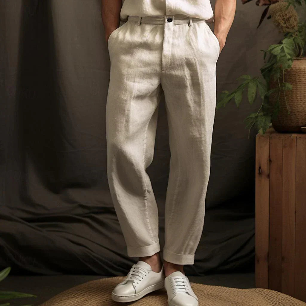 Oliver | Relaxed Cotton-Linen Men's Trousers - Premium Men Pants from Get Dore - Shop now at Get Dore