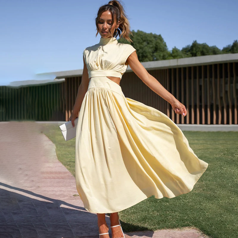 Diana | High Neck Pleated Dress - Premium Vestido from Dore Londen - Shop now at Dore London