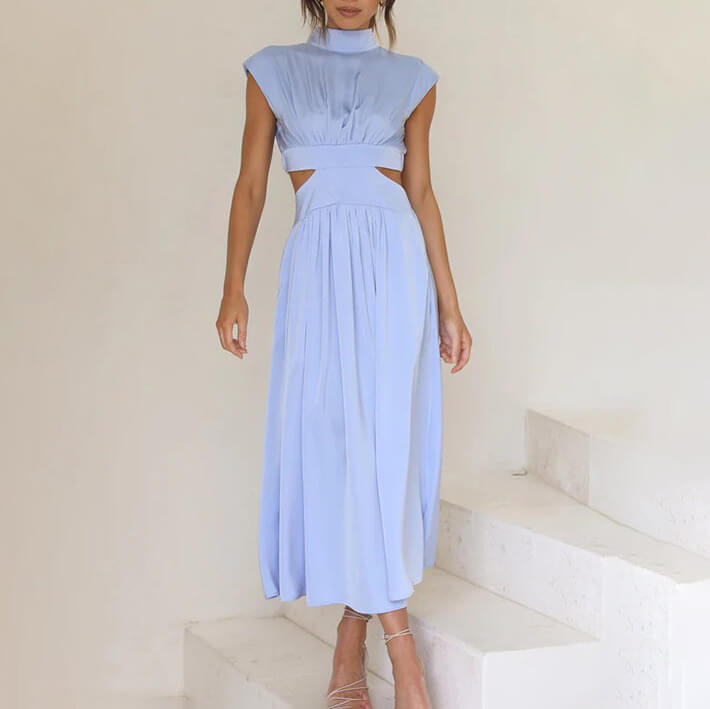Diana | High Neck Pleated Dress - Premium Vestido from Dore Londen - Shop now at Dore London