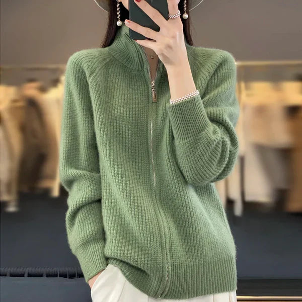 Wool Cardigan With Zipper - Premium wool sweater from Get Dore - Shop now at Get Dore