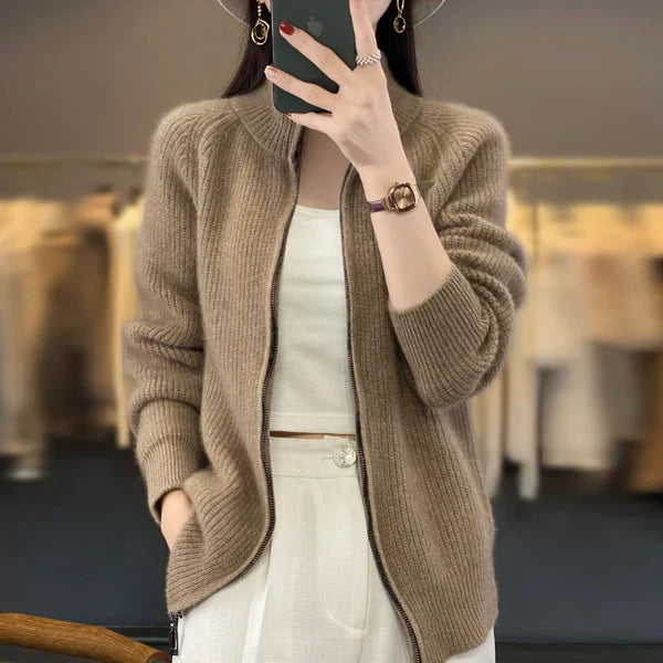 Wool Cardigan With Zipper - Premium wool sweater from Get Dore - Shop now at Get Dore