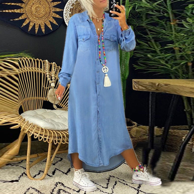 Lilla | Comfortable Denim Shirt Dress - Premium  from Get Dore -   Shop now at Get Dore