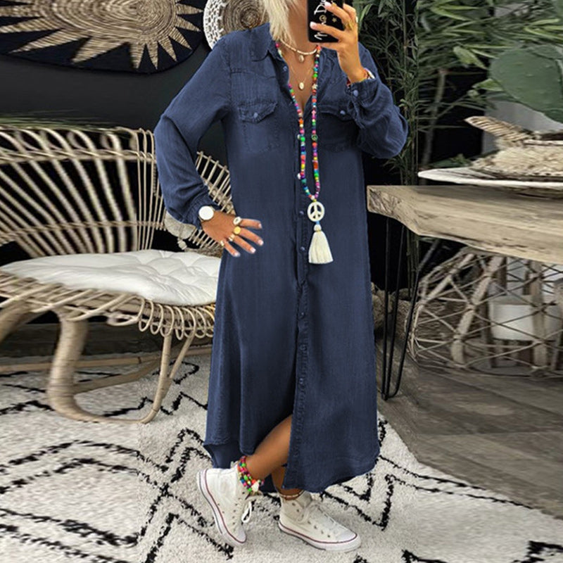 Lilla | Comfortable Denim Shirt Dress - Premium  from Get Dore -   Shop now at Get Dore