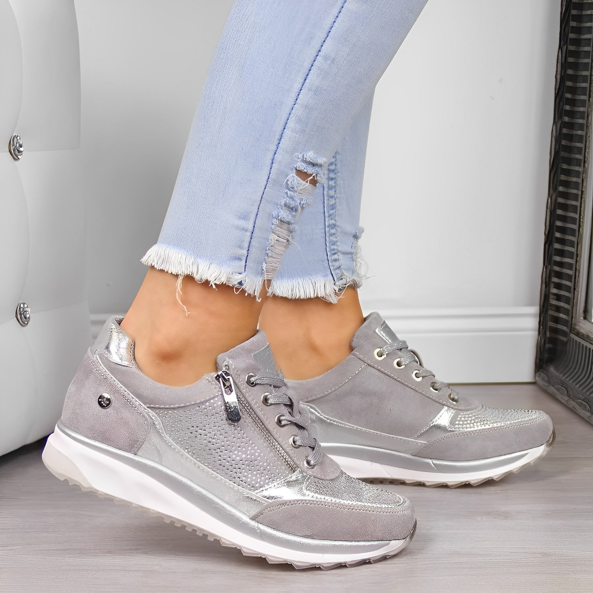 Elegant Zipper Sneakers - Premium Sneakers from Get Dore -   Shop now at Get Dore