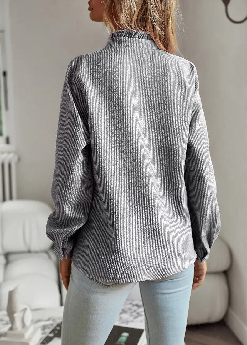 Olise | Cuff Collar Long Sleeve Blouse - Premium Blouses & Shirts from Get Dore -   Shop now at Get Dore