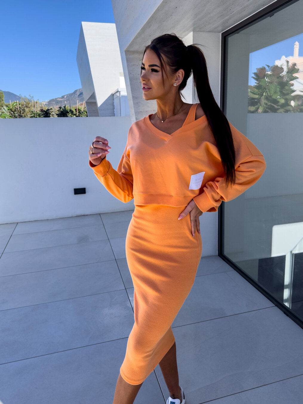 Andrea™ | Casual Sweatshirt and Dress Set - Premium Dress from Dore London -   Shop now at Dore London