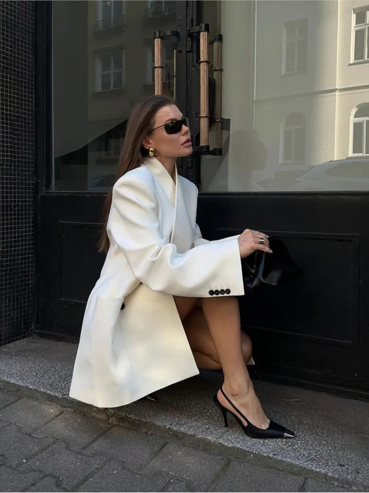 Ingrid | Elegant White Coat - Premium Jackets & Coats from Get Dore -   Shop now at Get Dore