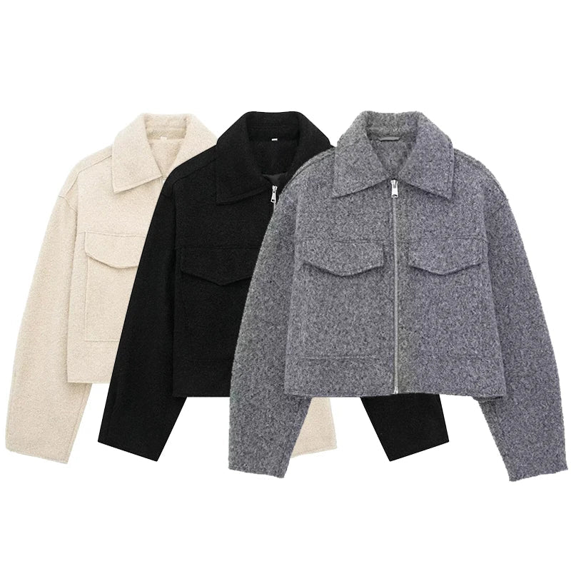 Yasmin | Vintage  Warm Zipper Jakcet - Premium Jackets & Coats from Get Dore -   Shop now at Get Dore