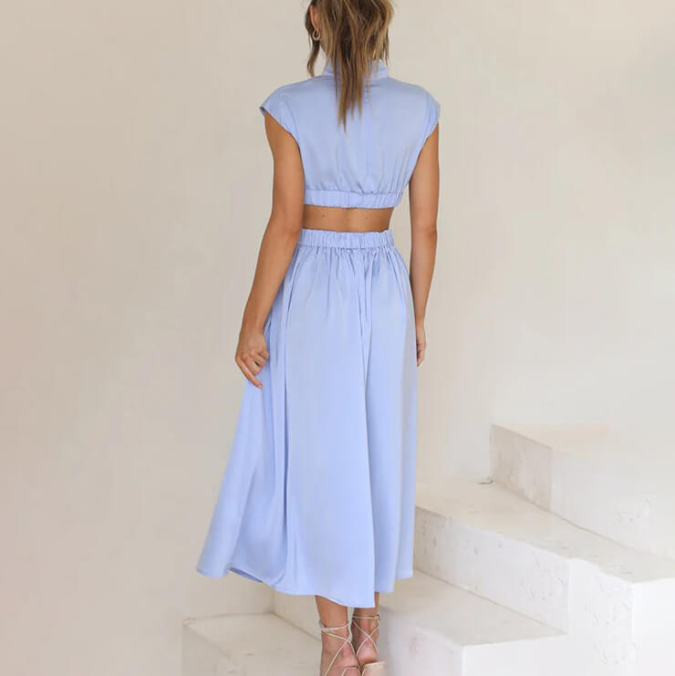 Diana | High Neck Pleated Dress - Premium Vestido from Dore Londen -   Shop now at Dore London