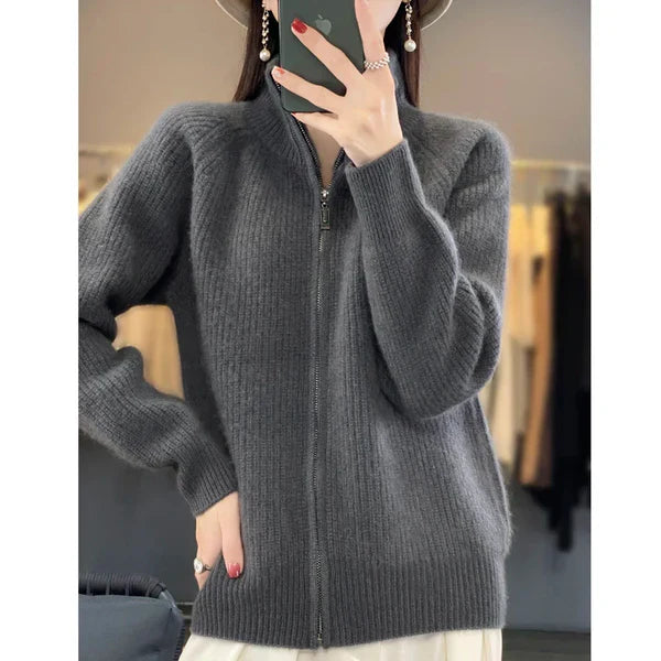 Wool Cardigan With Zipper - Premium wool sweater from Get Dore -   Shop now at Get Dore